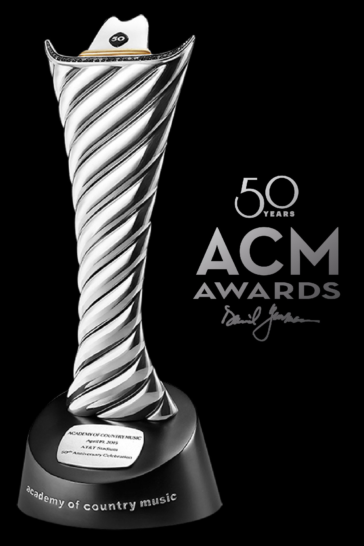 50th Anniversary Milestone Award Academy of Country Music Awards with Society Awards and David Yurman. Made with Black Diamonds and 18k gold bands